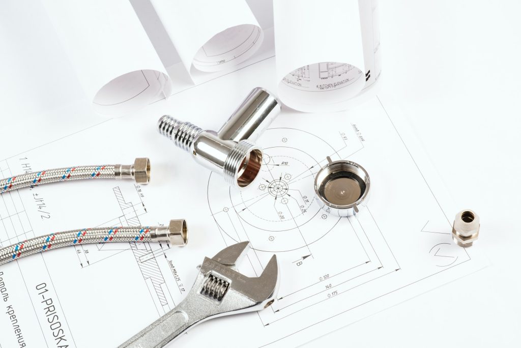 plumbing and drawings, construction still life